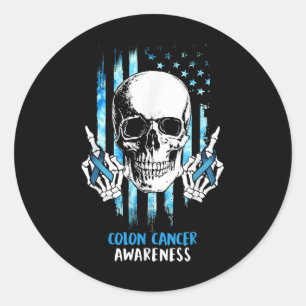 Colon Cancer Awareness Skull Kostümgeschenke Runder Aufkleber