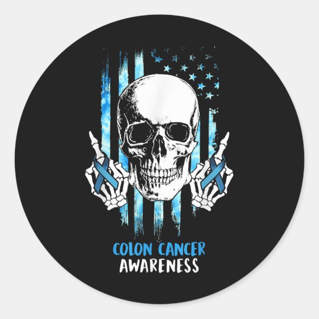 Colon Cancer Awareness Skull Kostümgeschenke Runder Aufkleber (Vorderseite)