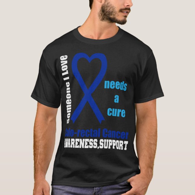 Colon Cancer Awareness Support Cure Blue Ribbon T-Shirt (Vorderseite)