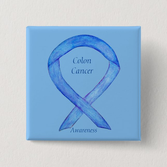Colon Cancer Blue Awareness Ribbon Custom Art Butt Button (Vorderseite)