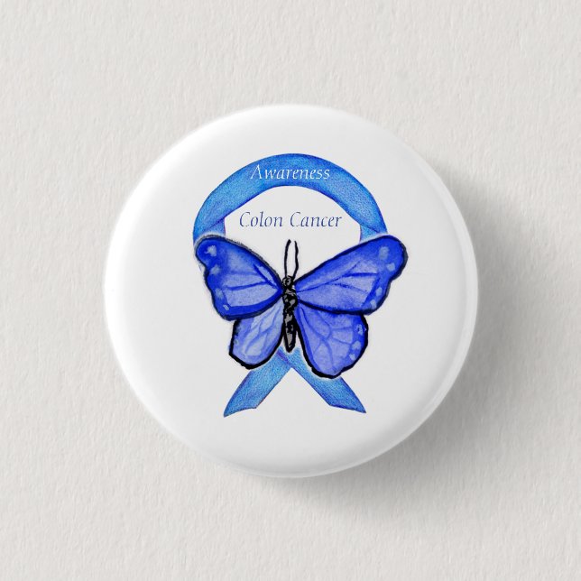 Colon Cancer Blue Awareness Ribbon Custom Art Butt Button (Vorderseite)