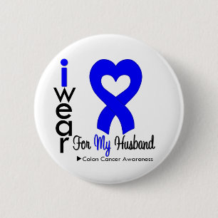 Colon Cancer Blue Heart Ribbon für mein Ehemann Button
