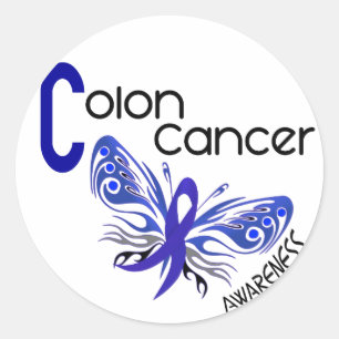 Colon Cancer BUTTERFLY 3 Runder Aufkleber