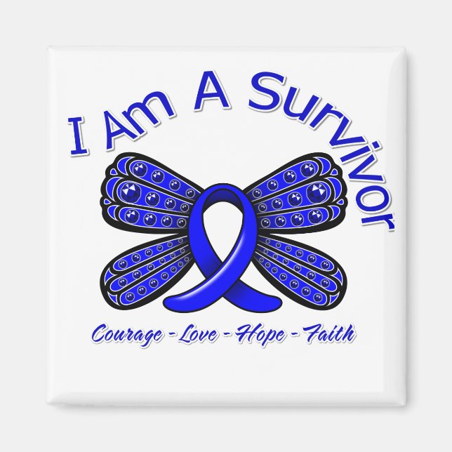 Colon Cancer Butterfly Ich bin ein Überlebender Magnet (Vorne)