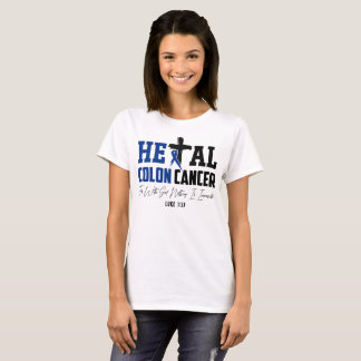 Colon Cancer Christlich Luke 1:37 Dark Blue Ribbon T-Shirt