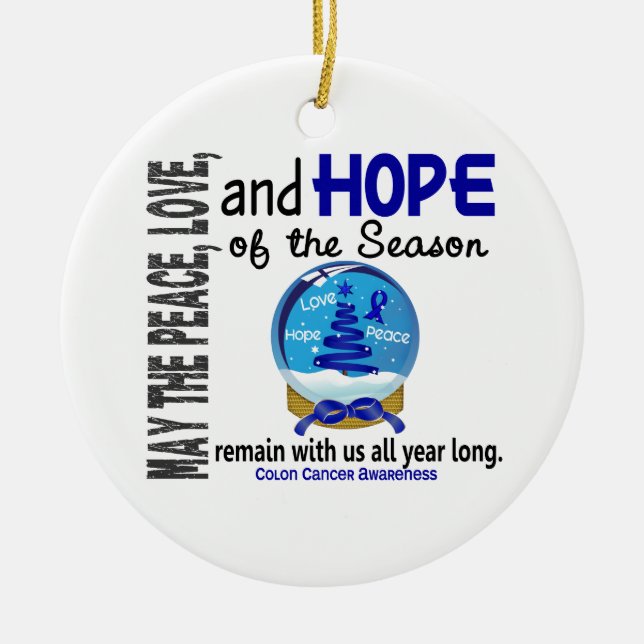 Colon Cancer Christmas 3 Schnee Globe Ornamente (Vorne)
