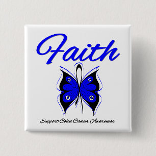 Colon Cancer Faith Butterfly Button