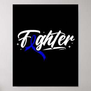 Colon Cancer Fighter Blue Ribbon Awareness Montag Poster