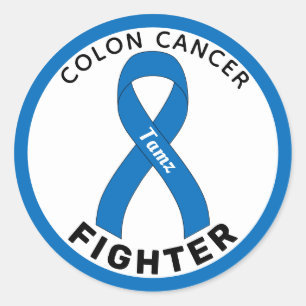 Colon Cancer Fighter Ribbon White Round Aufkleber