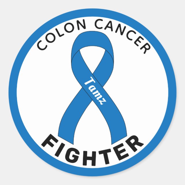 Colon Cancer Fighter Ribbon White Round Aufkleber (Vorderseite)