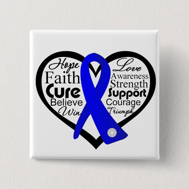 Colon Cancer Heart Ribbon Collage Button (Vorderseite)