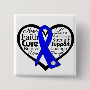 Colon Cancer Heart Ribbon Collage Button
