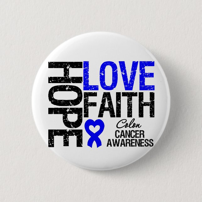 Colon Cancer Hope Liebe Faith Button (Vorderseite)