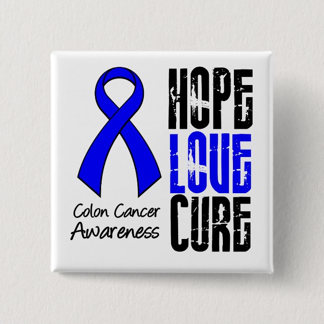 Colon Cancer Hope Liebe Heilung Ribbon Button (Vorderseite)