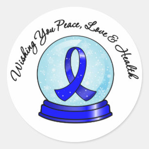 Colon Cancer Ribbon Frohe Weihnachtsschneeflobe Runder Aufkleber