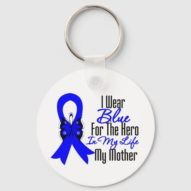 Colon Cancer Ribbon Hero My Mother Schlüsselanhänger (Vorderseite)
