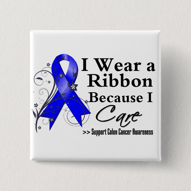 Colon Cancer Ribbon, weil ich pflege Button (Vorderseite)