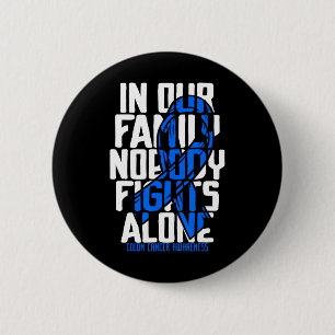 Colon Cancer Support T-Shirt Family Blue Colon Can Button