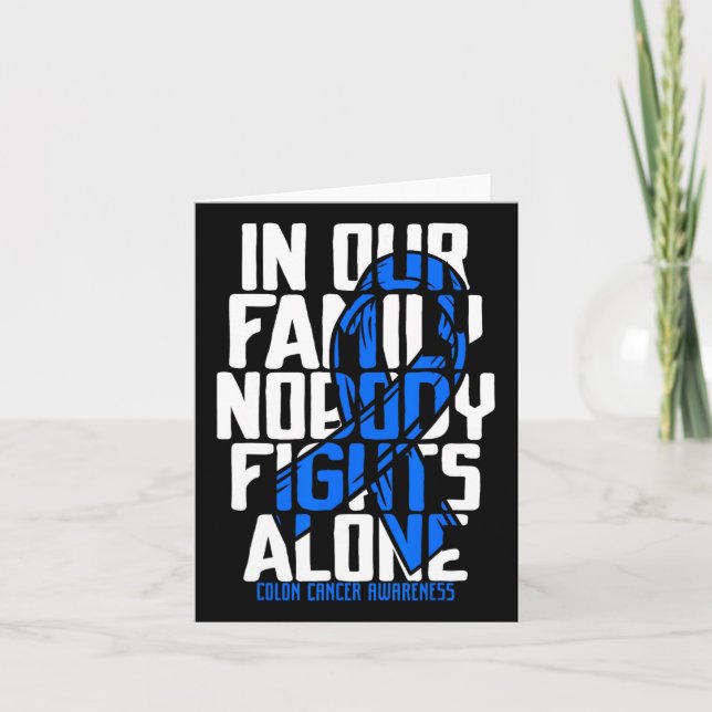 Colon Cancer Support T-Shirt Family Blue Colon Can Karte (Vorderseite)