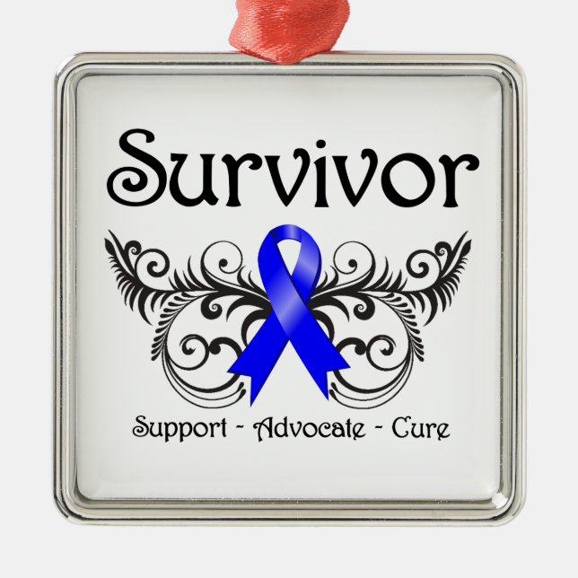 Colon Cancer Survivor Floral Deko Ornament Aus Metall (Vorne)