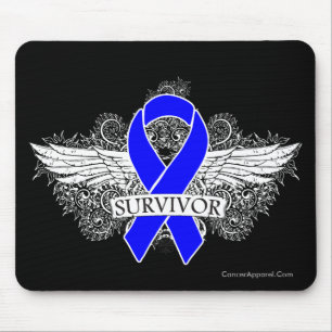 Colon Cancer Winged SURVIVOR Ribbon Mousepad