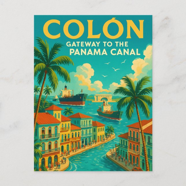 „COLÓN — TOR ZUM PANAMAKANAL POSTKARTE (Vorderseite)