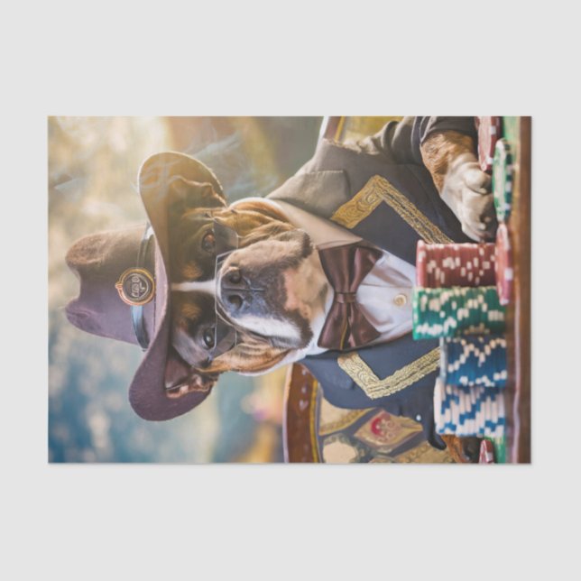 Colonel Bluff a Lot, Bulldog, der Poker spielt Seidenpapier (Vorderseite)