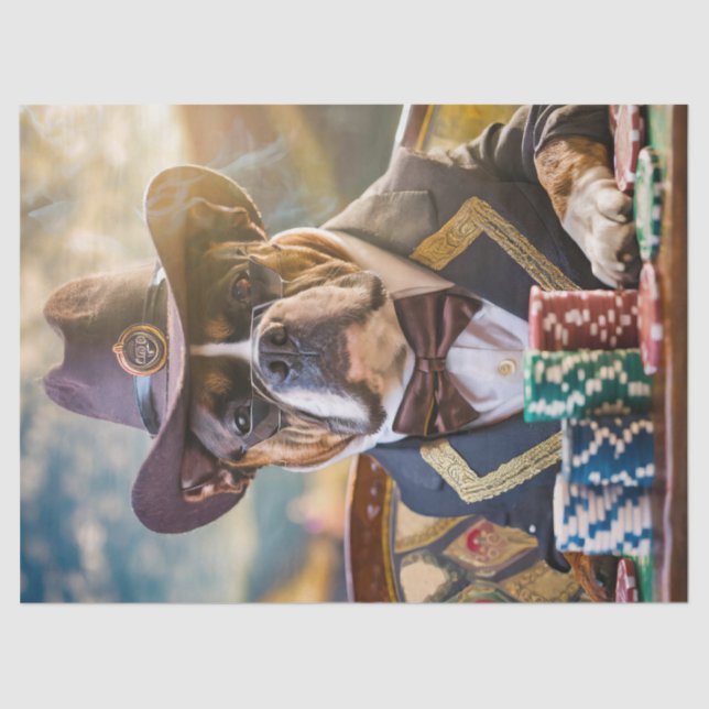 Colonel Bluff a Lot, Bulldog, der Poker spielt Seidenpapier (Vorderseite)