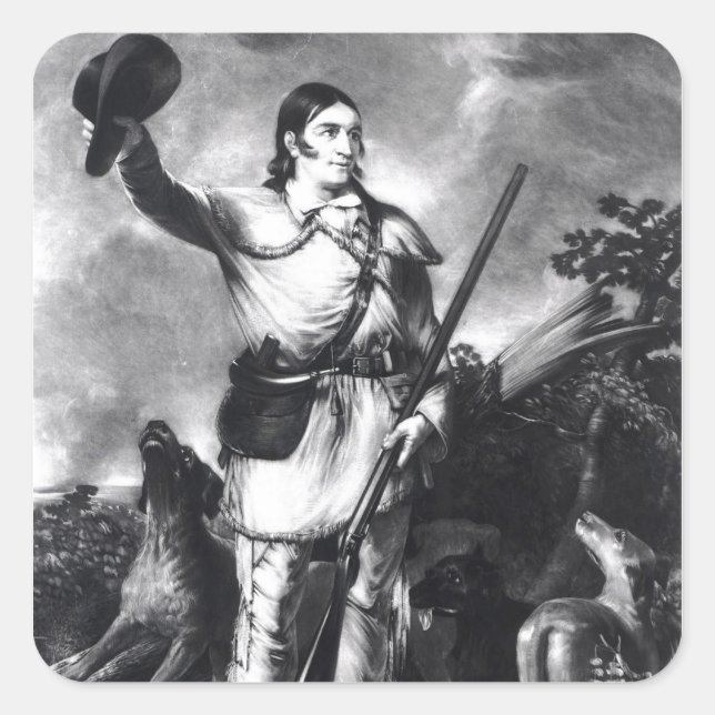 Colonel Davy Crockett Quadratischer Aufkleber (Vorderseite)