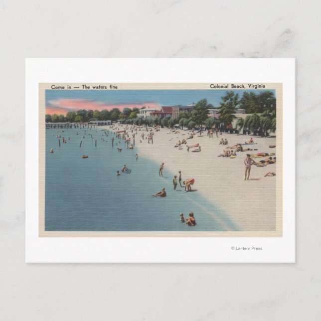 Colonial Beach, VA - Sonnenbaden & Schwimmen Postkarte (Vorderseite)