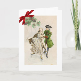 Colonial Couple Ice Skaten Weihnachtskarte Dankeskarte