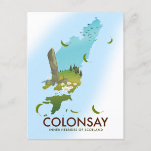 Colonsay Inner Hebrides of Scotland travel poster Postkarte