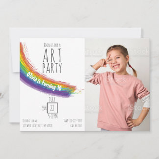 Color Art Party Geburtstag Einladung
