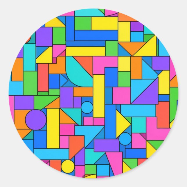 Color Block Disorder Runder Aufkleber (Vorderseite)