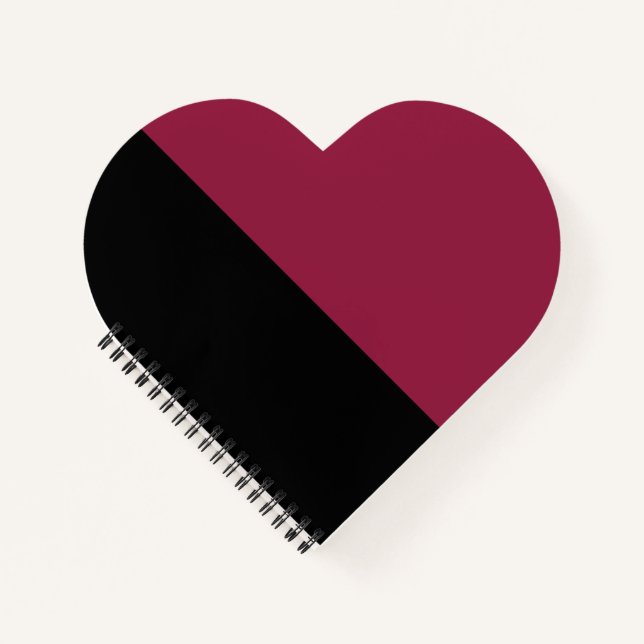 Color Block Heart Notebook (Schwarz & Berry Red) Notizbuch (Vorderseite)