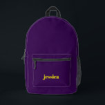 Color block minimalist custom name  bedruckter rucksack<br><div class="desc">Add your name on this minimalist color block design on purple background.</div>