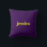 Color block minimalist custom name  kissen<br><div class="desc">Add your name on this minimalist color block design on purple background.</div>
