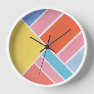 Color Block Summer Shapes Throw Kissen Uhr