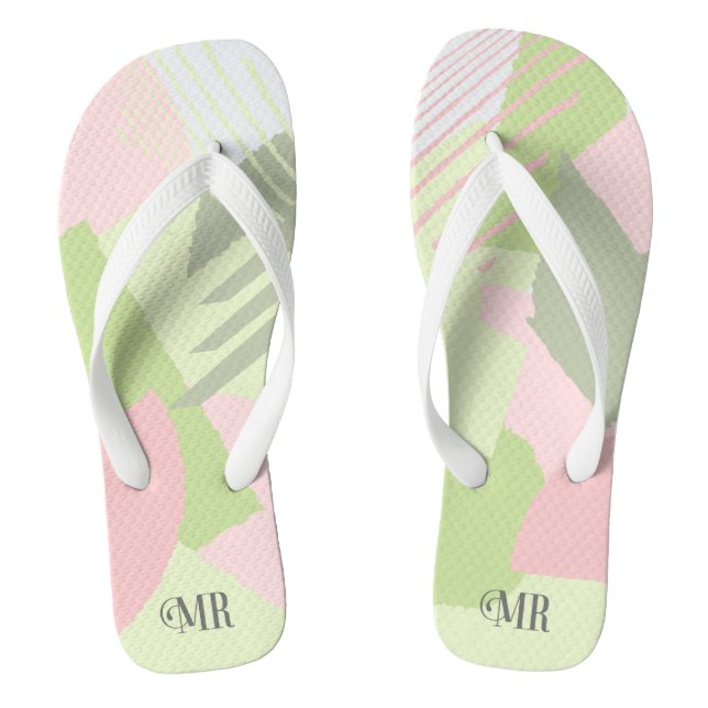 Color Block Wedding Mr. Groom Spring ID740 Flip Flops (Fußbett)