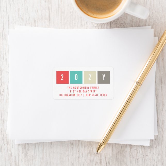 Color Blocks 2023 Moderne Weihnachtsadresse Adressaufkleber (Insitu)