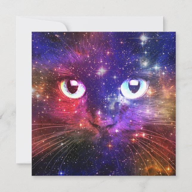 Color Burst Galaxy Cat  Einladung (Vorderseite)