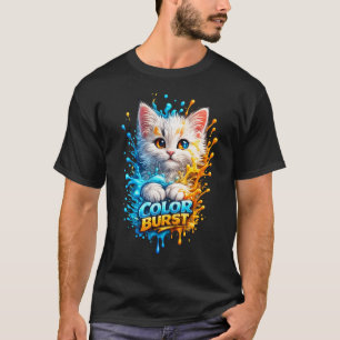 Color Burst Katze – Lebendiges Farb-Spritzer-Grafi T-Shirt