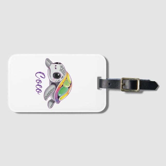 Color Burst Sea Turtle Gepäckanhänger (Vorderseite (Horizontal))