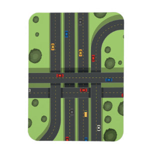 Color Cartoon Highway & Cars Cooler Hintergrund Magnet
