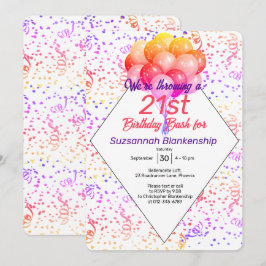 Color Confetti Ballon Custom Celebration Einladung