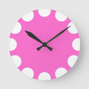 Color Crescent - White with Pink Runde Wanduhr