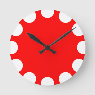 Color Crescent - White with Red Runde Wanduhr