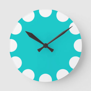 Color Crescent - White with Turquoise Runde Wanduhr