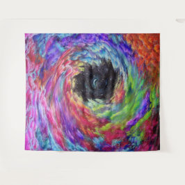 Color Dreaming Cloud Swirl auf schwarz Wandteppich