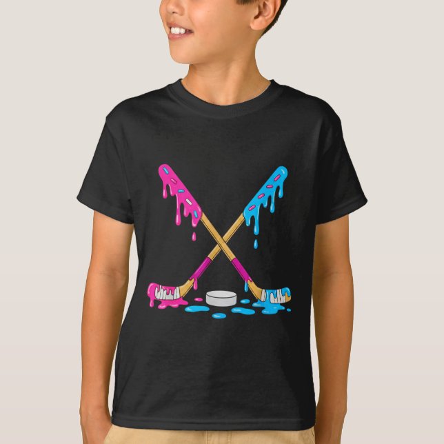 Color Drip Hockey Sticks Youth Tee Funny Ice-hocke (Vorderseite)